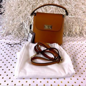 Tuscany Leather of Italy Ocher Color Mini Leather Crossbody Handbag